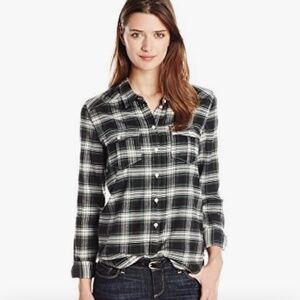 PAIGE LIKE NEW Women's MYA Plaid Shirt-Maple Green/Black sz L
